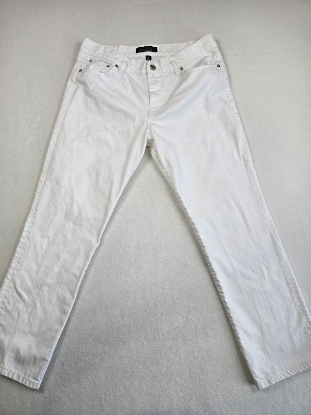 Lauren Ralph Lauren White Denim Straight-Leg Jeans Womens Size 8 100% Cotton